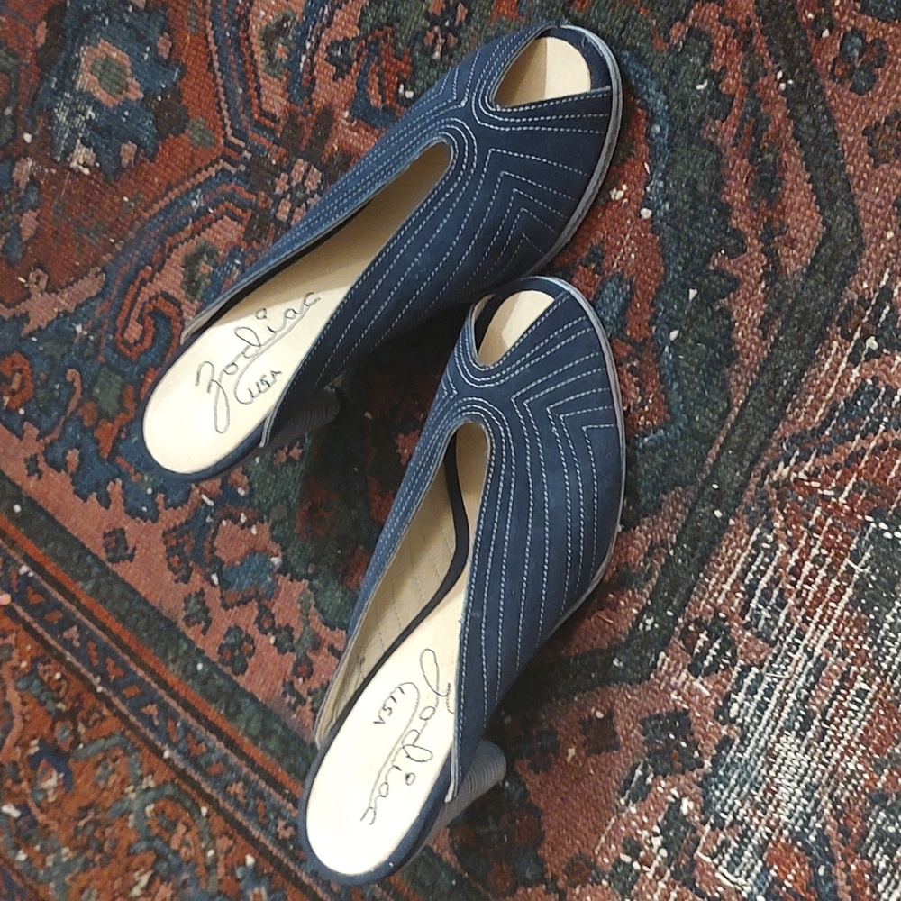 Denim Color Heals Blue Suede Leather Shoes High Heel ZODIAC USA 2006 New York St